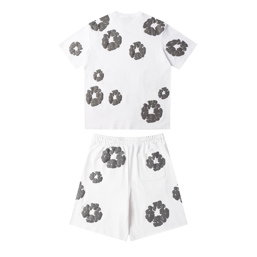 Denim Trs White Grey Short set